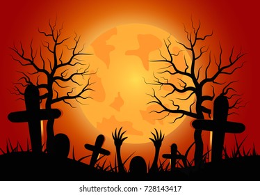 Halloween concept on red background.vector illustration.