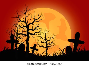 Halloween concept on red background.vector illustration.
