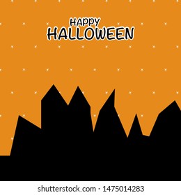 Halloween concept with orange background and copy space for text, Vector illustration