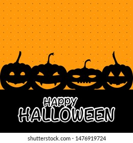 Halloween concept with orange background and copy space for text, Vector illustration