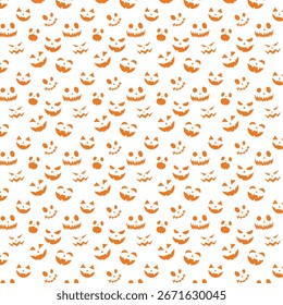 Halloween concept of pattern with pumpkins face. Vector.