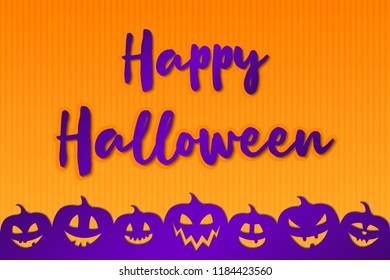 Halloween - concept of poster with pumpkins. Vector.