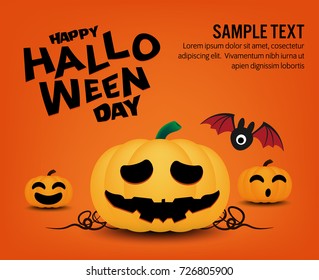 halloween concept, pumpkin monster vector design
