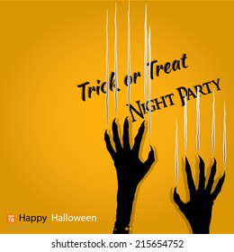 Halloween concept with scratching marks on yellow wall from zombie nails or dracula.