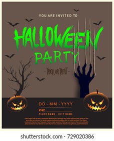 Halloween concept with scratching marks on orange wall from zombie nails. vector illustration for Poster, Banner, Greeting Card and Invitation Card Halloween Celebration.