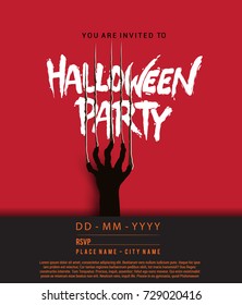 Halloween concept with scratching marks on orange wall from zombie nails. vector illustration for Poster, Banner, Greeting Card and Invitation Card Halloween Celebration.