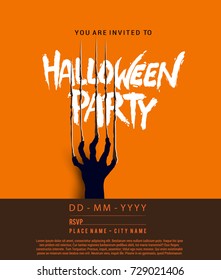 Halloween concept with scratching marks on orange wall from zombie nails. vector illustration for Poster, Banner, Greeting Card and Invitation Card Halloween Celebration.