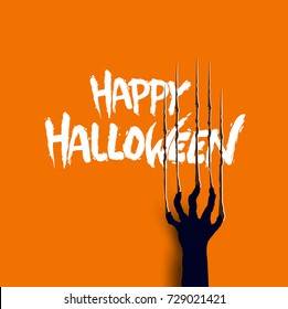 Halloween concept with scratching marks on orange wall from zombie nails. vector illustration for Poster, Banner, Greeting Card and Invitation Card Halloween Celebration.