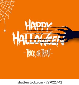 Halloween concept with scratching marks on orange wall from zombie nails. vector illustration for Poster, Banner, Greeting Card and Invitation Card Halloween Celebration.