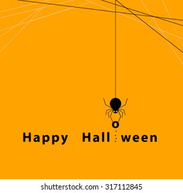 halloween concept with the spider on orange background
