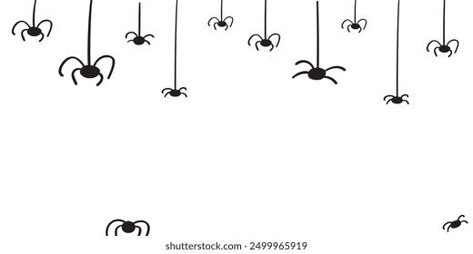 Halloween concept. Spiders. Frame with empty space for text or design. Vector hand drawn illustration. Best for social media, banners, greeting cards.