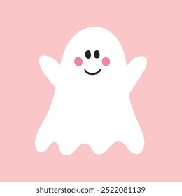 Halloween concept with spooky ghost. Hand drawn icon. Vector illustration