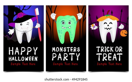 Halloween concept of teeth character set.  This illustration can use for funny card, poster, party invitation design.