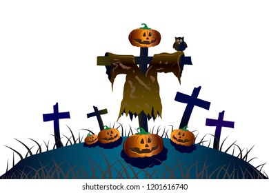 Halloween concept. Vector illustration Spooky pumpkin on a white background.