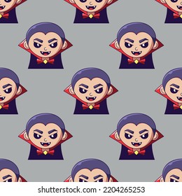 Concepto de Halloween. Vector vibrante patrón sin fisuras de vampiro sobre fondo gris. Perfecto para envolver, tapices, postales, sitios web, tiendas