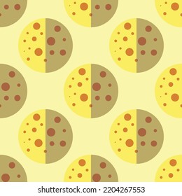 Halloween concept. Vibrant vector seamless pattern of The moon on light yellow background. Perfect for wrapping, wallpapers, postcards, web sites, shops