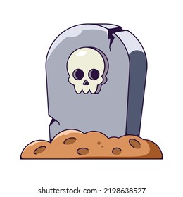 Halloween concept. Vivid cartoon illustration of grave for sites, stores, articles, books, games, apps. Vibrant detailed image