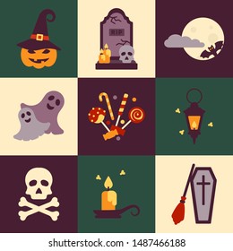 Halloween concepts set in flat style