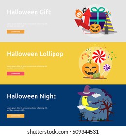 Halloween Conceptual Banner | Set of great banner flat design illustration concepts halloween, holiday, horror, night and much more.