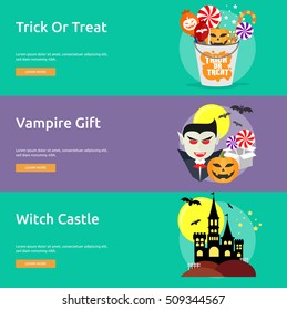 Halloween Conceptual Banner | Set of great banner flat design illustration concepts halloween, holiday, horror, night and much more.