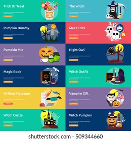 Halloween Conceptual Banner | Set of great banner flat design illustration concepts halloween, holiday, horror, night and much more.