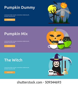 Halloween Conceptual Banner | Set of great banner flat design illustration concepts halloween, holiday, horror, night and much more.