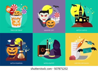 Halloween Conceptual Design | Set of great banner flat design illustration concepts halloween, holiday, horror, night and much more.