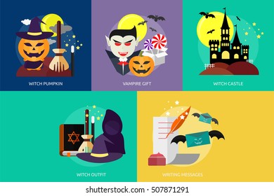 Halloween Conceptual Design | Set of great banner flat design illustration concepts halloween, holiday, horror, night and much more.