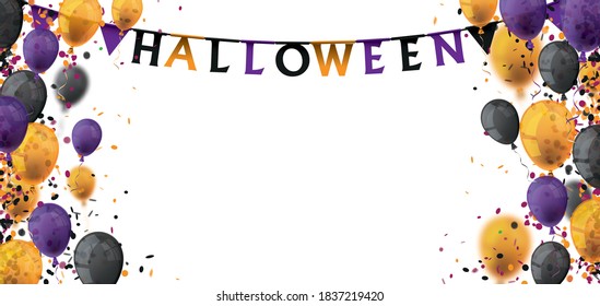 Halloween confetti  and balloons on the white background. Eps 10 vector file.