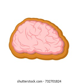Halloween cookie Brain. Cookies for terrible holiday. Vector illustration
