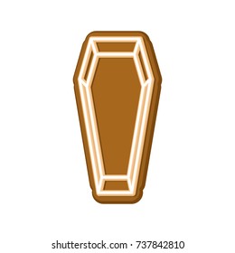 Halloween cookie coffin. gingerbread rip. Cookies for terrible holiday. Vector illustration
