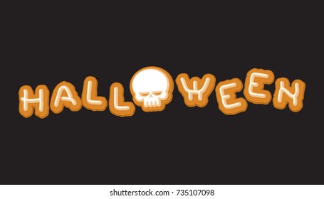 Halloween cookie lettering symbol. Typography of cookies letters. Vector illustration

