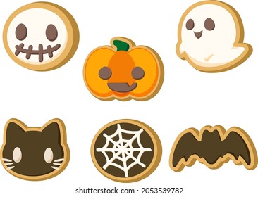  Halloween cookie set, Halloween material icon. Vector image