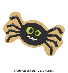 Galleta de Halloween en forma de araña sobre fondo blanco