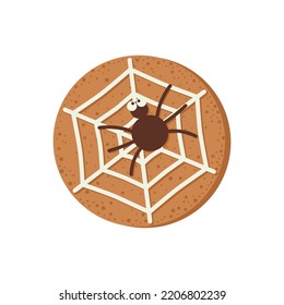 Halloween cookie spider on a spider web.