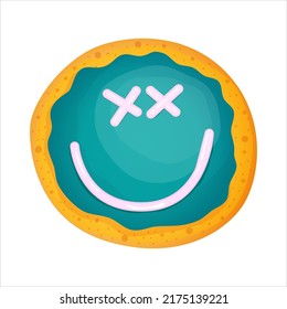 Halloween cookie vector illustration isolated. Sweet food. Cartoon vector illustration. Festive halloween Spooky Dessert.