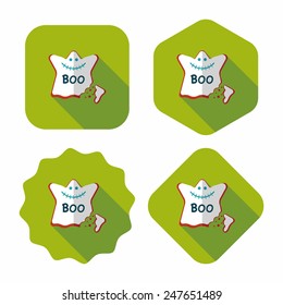 Halloween cookies flat icon with long shadow,eps10