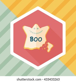 Halloween cookies flat icon with long shadow,eps10