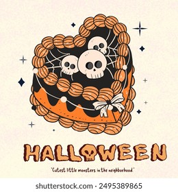 Clipart de coquetas de Halloween, pastel vintage, pastel de Halloween , pastel espeluznante , pastel de corazón, gótico, postre retro 
sublimación, postre de Halloween, espeluznante, dulce, dulce o truco 