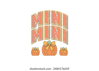 Halloween Coquette Fall Mini Pumpkin EPS T-shirt Design