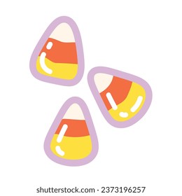 Halloween corn candies on white background