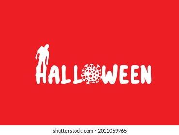Halloween corona logo and t shirt design template