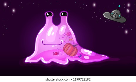 Halloween Cosmic Cheerful Pink Slug