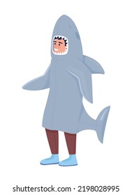 Halloween costume for boy semi flat color vector character. Editable figure. Full body person on white. Shark fancy dress simple cartoon style illustration for web graphic design and animation