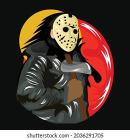 Halloween costume concept. Scary Killer vector illustration