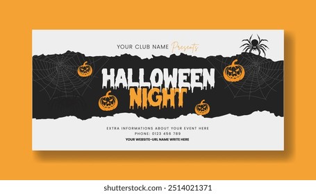 Halloween Kostümwettbewerb Party horizontale Banner oder Social Media Cover, Kopfzeile, Banner-Vorlage, Halloween horizontale Hintergrund, Happy Halloween Tag Poster oder Banner Vektorvorlage