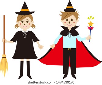 Halloween costume girl and boy.