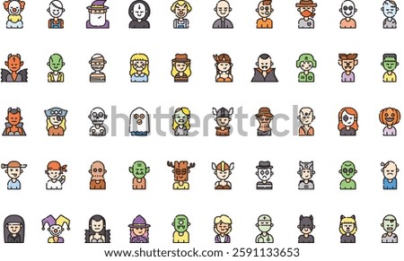 Halloween costume icons High-Quality Vector Icons Collection with Editable Stroke. Ideal for Professional and Creative Projects.
