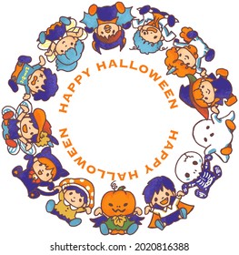 Halloween costume kids vector illustration for sticker and card. 