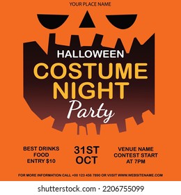 Halloween Costume Night Party Poster Flyer Social Media Post Design